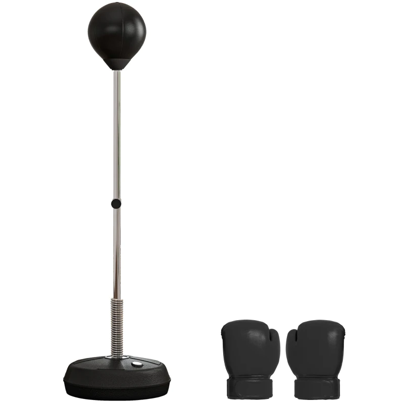 HOMCOM Punchingball-Set für Jugendliche, höhenverstellbar, inkl. Boxhandschuhe und Pumpe, Schwarz