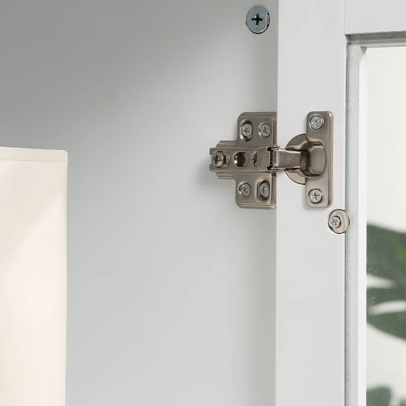 kleankin Armario Alto para Baño Mueble Columna de Baño con Puerta de Cristal Estantes Ajustables y 2 Cajones 43x35x160 cm Blanco