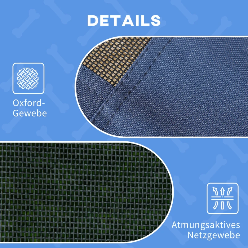 PawHut Outdoor-Hundeschlafplatz Wetterfestes Hundebett, mit Baldachin, klappbar, 122 x 92 x 108 cm, Blau + Schwarz