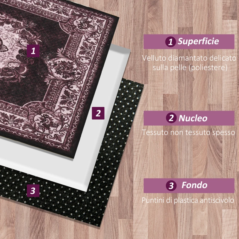 HOMCOM Tappeto Moderno Persiano in Poliestere per Interni, 200x140 cm, Rosso Ocra