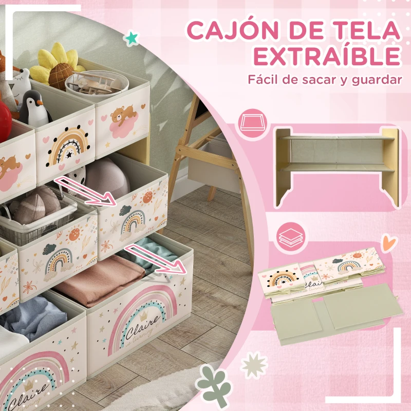 AIYAPLAY Organizador de Juguetes Infantil Estantería para Juguetes con 9 Cestas de Tela no Tejida Extraíbles 93x30x70 cm Amarillo