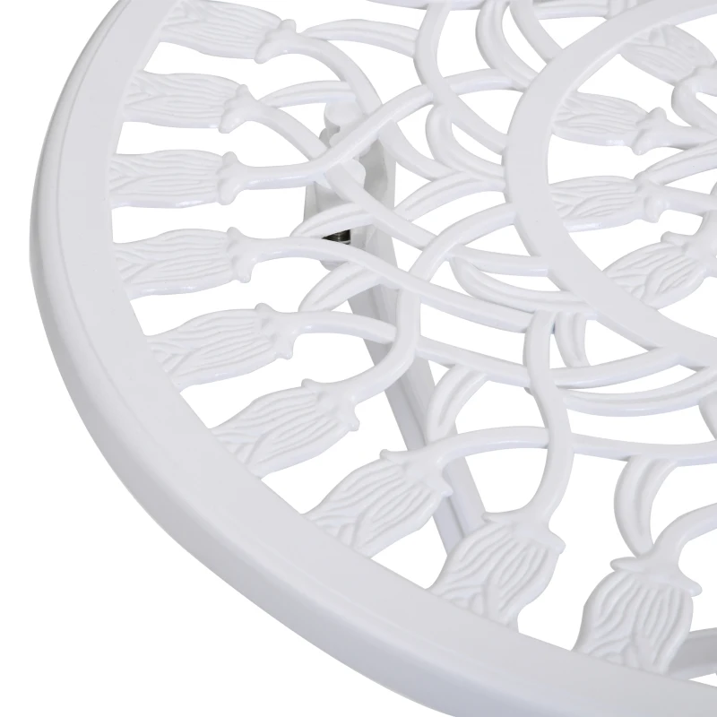 Outsunny Set da Giardino 3 Pezzi in Alluminio con 2 Sedie 42.5x47.5x89 cm e Tavolino Rotondo Ø60x67 cm, Bianco
