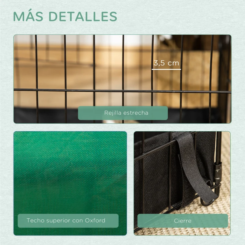 PawHut Jaula para Animales Pequeños con 2 Puertas Parque para Mascotas con Toldo y Base con Tela 90x75x75 cm Negro y Verde
