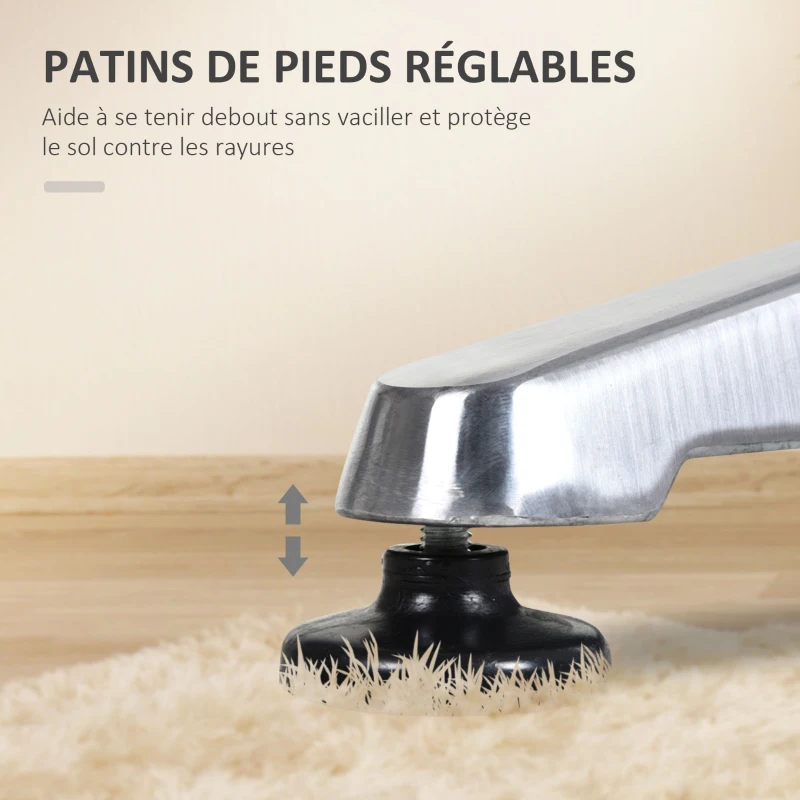 HOMCOM Table de bar table de cuisine en aluminium plateau en acier inoxydable 2 réglages de hauteur 70 cm/110 cm