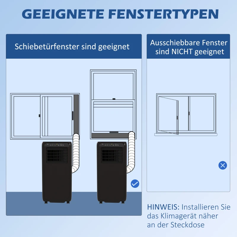 HOMCOM Mobile Klimaanlage Mini Klimagerät, 24-Stunden-Timer, 3 Geschwindigkeiten, 33 x 28 x 68,5 cm, Schwarz