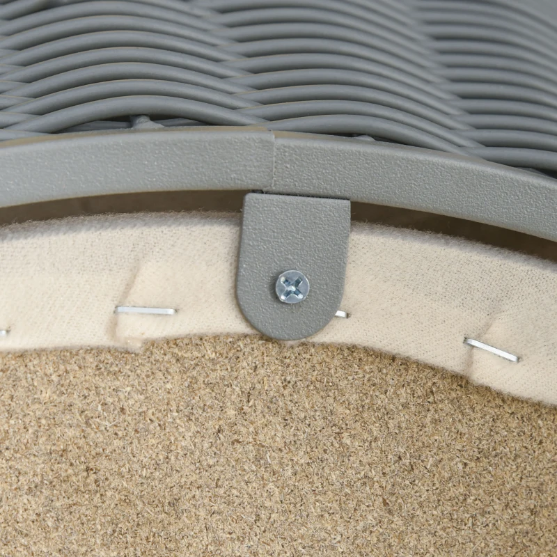 PawHut Panier pour chats surelevé canapé pour animaux en résine tressée imitation rotin lit sur pieds style cosy chic grand confort coussin moelleux lavable intégré 60 x 60 x 23,5 cm gris