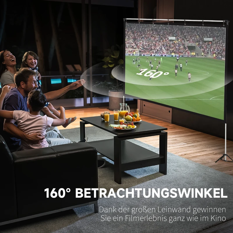 HOMCOM Projektionsleinwand Filmleinwand 253 x 41 x 202 cm Kunststoff Weiß