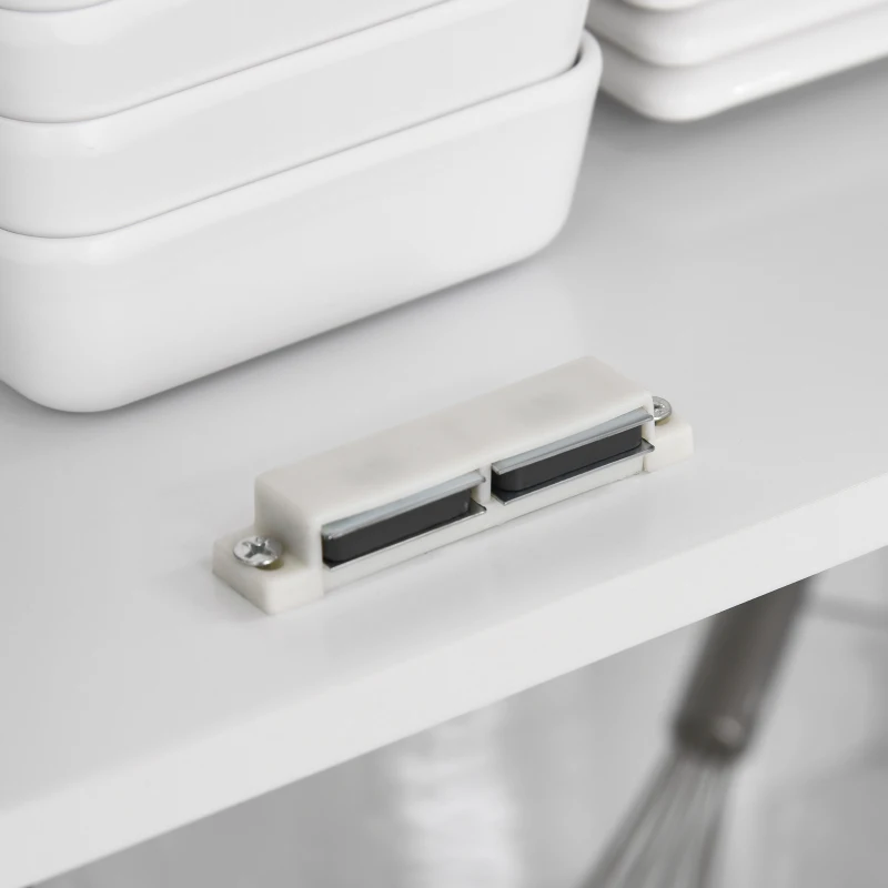 HOMCOM Buffet haut armoire de cuisine 4 portes vitrées et 1 niche centrage hauteur 172 cm avec étagères réglables blanc