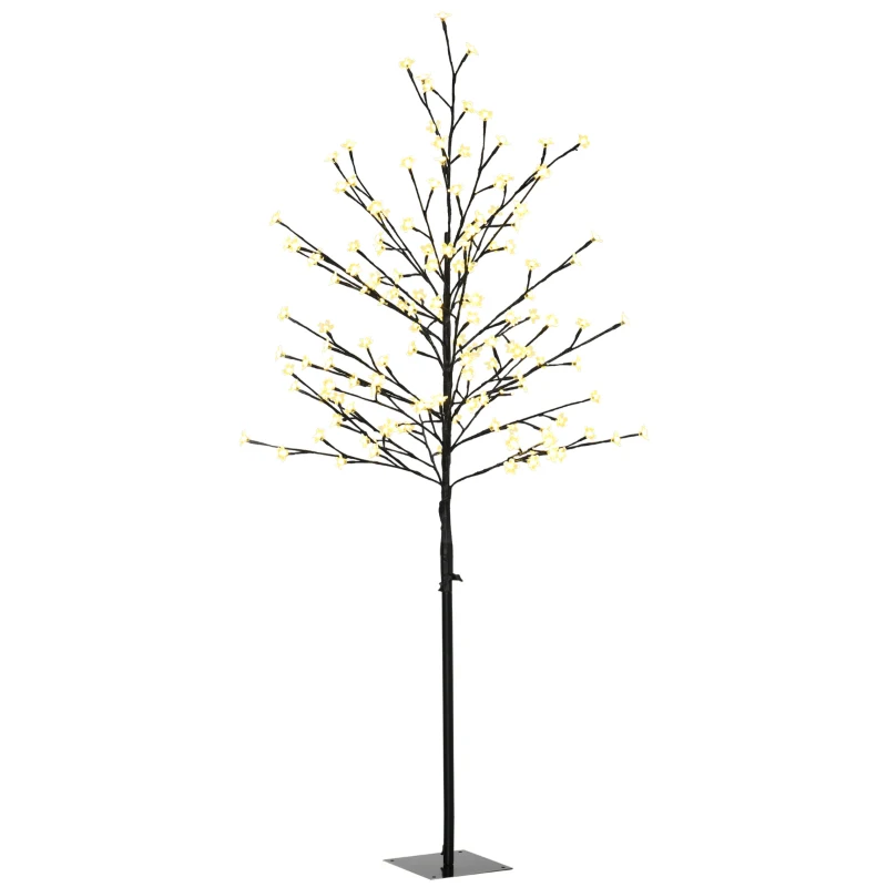 HOMCOM Luz de Árbol de Cerezo con 150 Luces LED Lámpara Decorativa de Flor de Cerezo para Interiores 17x17x150 cm Negro