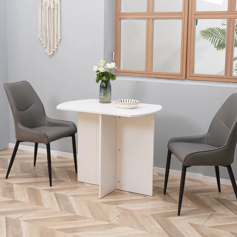 HOMCOM Tavolo da Pranzo Pieghevole Salvaspazio in Legno, 90x60x74cm, Bianco