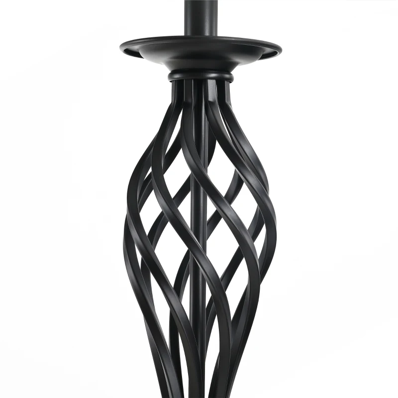 HOMCOM Juego de 2 Lámparas de Mesa y Lámpara de Pie con Pantalla de Tela E27 Máx. 40W Ø38x158 cm y Ø30x62 cm Blanco