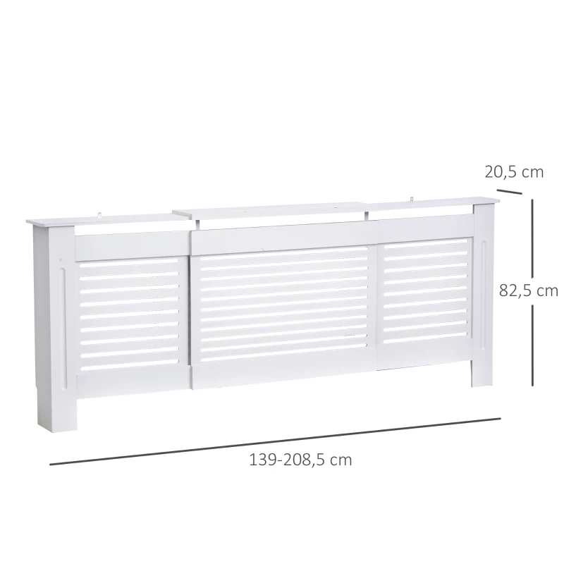 HOMCOM Cache-radiateur Design Contemporain Longueur Extensible 139-208,5 x 20,5 x 82,5 cm MDF Blanc
