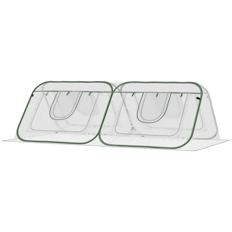 Outsunny Pop Up Mini Greenhouse with Roll Up Doors & Portable Zipper Bag for Plants Outdoor, PE Cover, 240 x 120 x 75cm