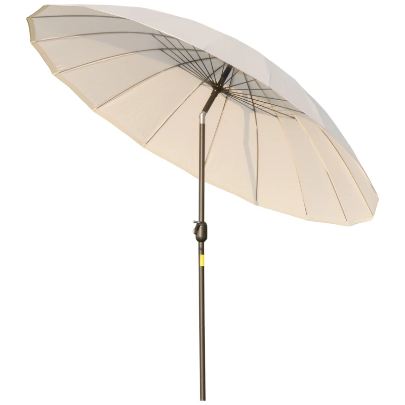 Outsunny Ombrellone da Giardino e Terrazza 2.5x2.5m con Manovella, 18 Stecche e Testa Inclinabile, Crema