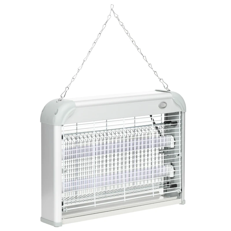 Outsunny Zapper per Insetti e Zanzare da 20W a Luci LED UV con Vassoio Rimovibile, in ABS e Metallo, 39x8x28 cm