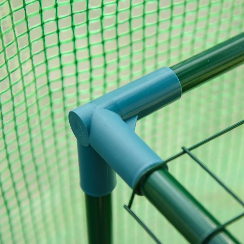 Outsunny Outdoor Walk-In Lean to Wall Tunnel Greenhouse with Zipped Roll Up Door PE Cover Green 214L x 120W x 215Hcm