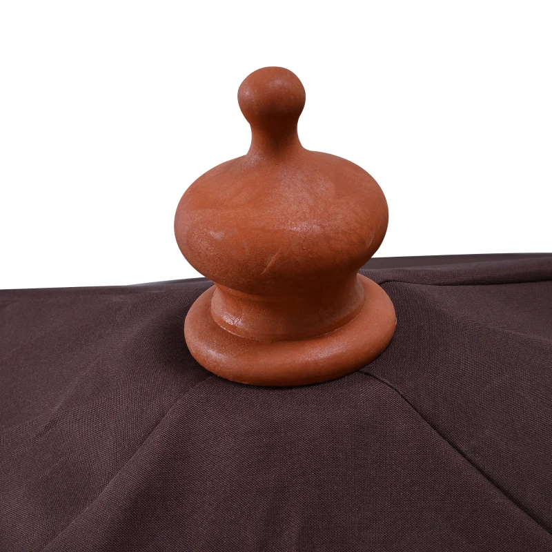 Outsunny Ombrellone 3x3 m da Giardino e Terrazza con 8 Stecche e Copertura Parasole a 2 Livelli, Marrone