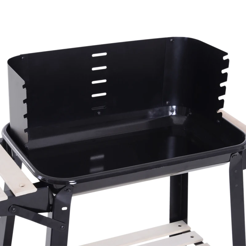 Outsunny Barbecue a Carbone con Griglia Regolabile, Ripiani e Ruote, 83x37x87cm, Nero