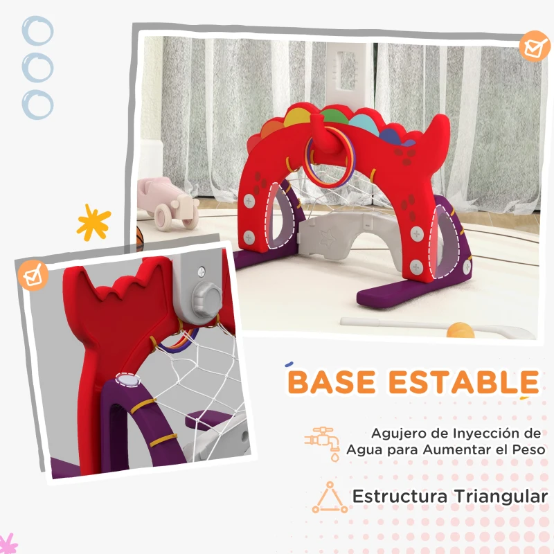 AIYAPLAY Canasta de Baloncesto para Niños Altura Ajustable con Fútbol Golf Lazo Juego de Lanzamiento de Pelota Rojo