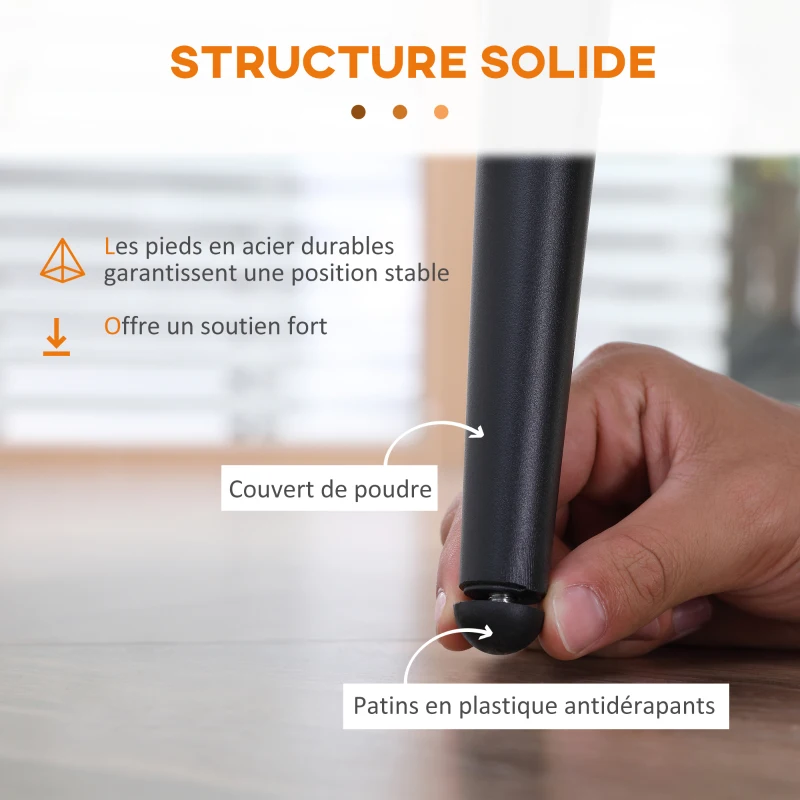 HOMCOM Lot de 2 chaises de salle à manger en tissu et piètement acier - assise enveloppante 55 x 58 x 79 cm gris foncé