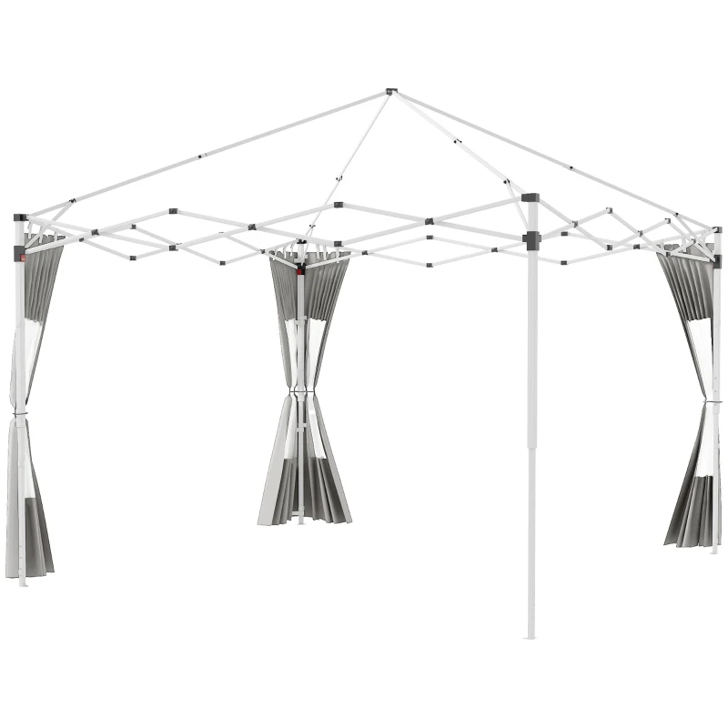 Outsunny Set 2 Pareti per Gazebo 3x6m e 3x3 m in Tessuto Oxford con Finestre e Cerniere, 295x195cm, Grigio