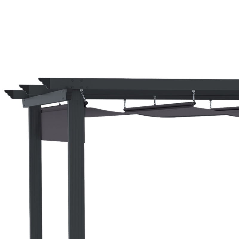 Outsunny Pergola 3 m x 3 m, mit Schiebedach, wetterbeständig, Aluminium, Schwarz