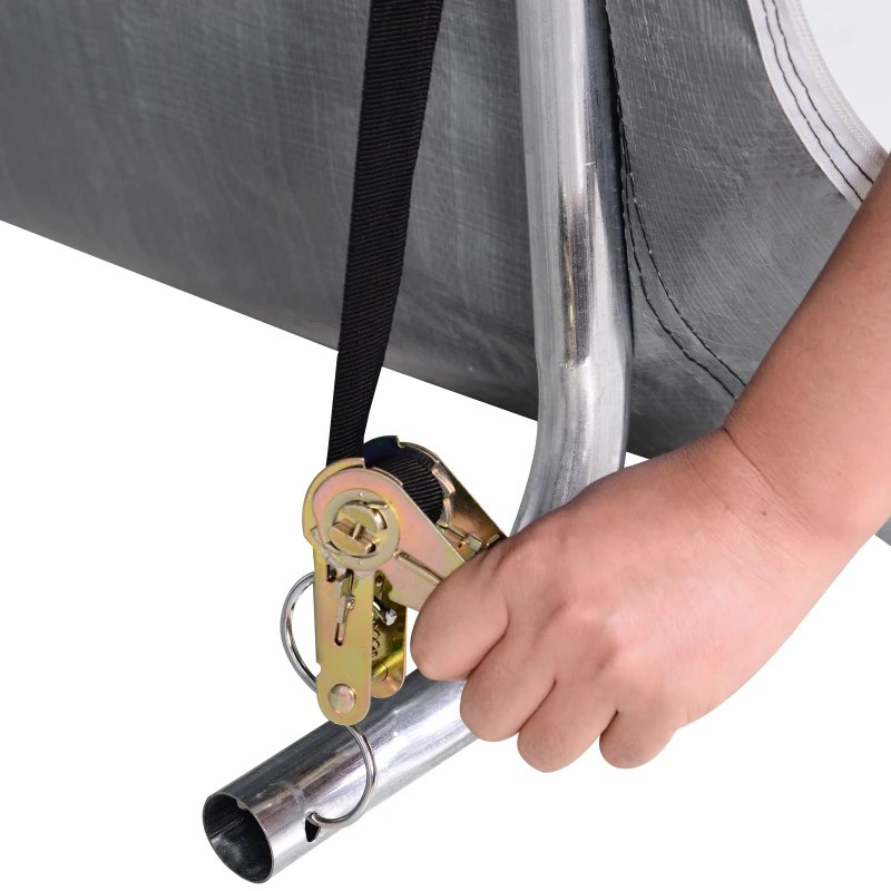 Outsunny Foliengerätehaus, Gerätehaus im Garten, Foliengarage, Galvanisierter Stahl, PE, Grau 2 x 2 x 1,95 m