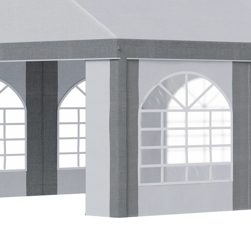 Outsunny 8m x 4m Marquee Gazebo with Sides, Level 4 Wind Protection & Waterproof, Light Grey