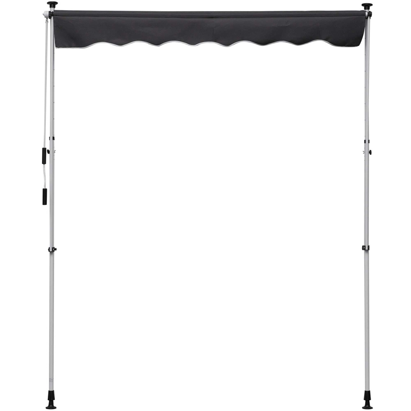 Outsunny Store banne manuel rétractable 2L x 1,5l x 1,7-2,8H m inclinaison réglable installation rapide store banne sans perçage pour balcon métal aluminium polyester gris