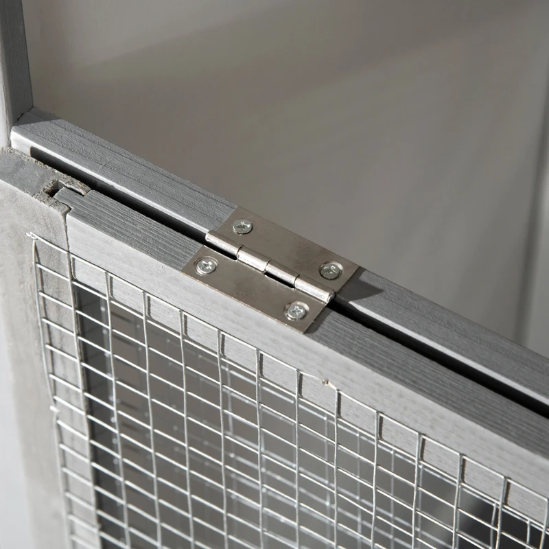 PawHut Jaula para Pájaros de Madera con 3 Puertas 4 Perchas Bandeja Extraíble y Techo Asfáltico 80,5x57x153 cm Gris Claro