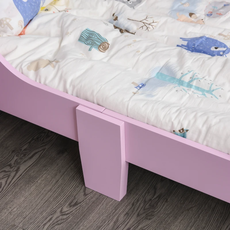 HOMCOM Lit Enfant - lit d'enfant Design Princesse Motif château - sommier à Lattes Inclus - MDF Contre-plaqué Rose