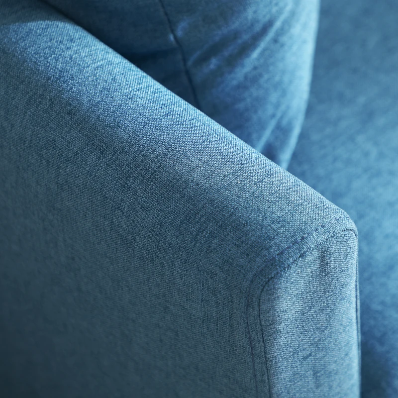 HOMCOM 2-Sitzer-Sofa Doppelsofa Couch, 2 Kissen, 137 cm x 78 cm x 78 cm, Blau + Natur