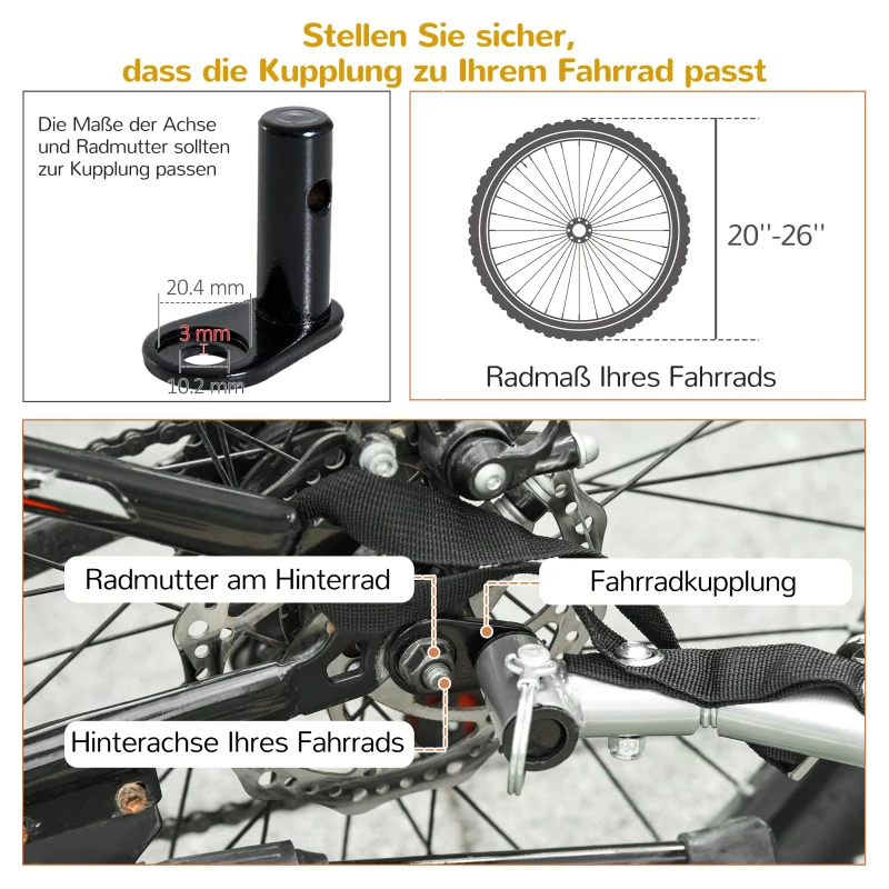 HOMCOM Kinderfahrradanhänger 2 Kinder inkl. Reflektoren u. Fahne Gelb + Schwarz