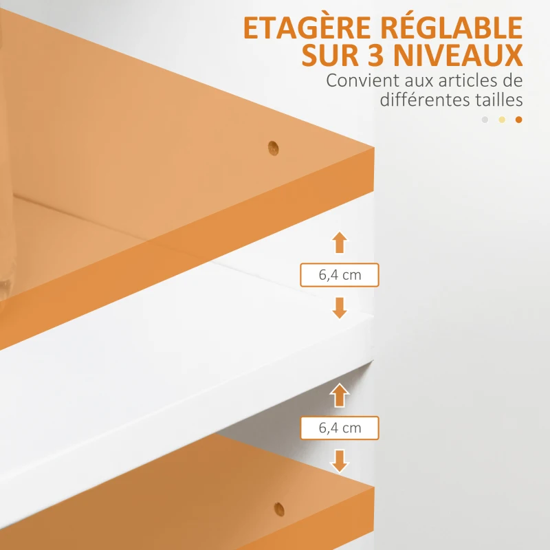 HOMCOM Buffet meuble de rangement avec 2 tiroirs 3 étagères ouvertes et placard 2 portes 110 x 29,5 x 82 cm blanc