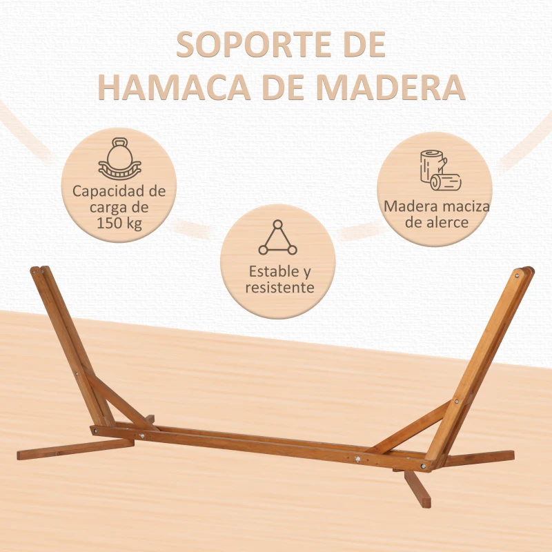Outsunny Soporte para Hamaca de Madera Plegable Ajustable de 3 Niveles Estructura para Hamaca 217-380 cm de Longitud Carga Máx. 150 kg para Jardín Terraza 388x120x89 cm Teca