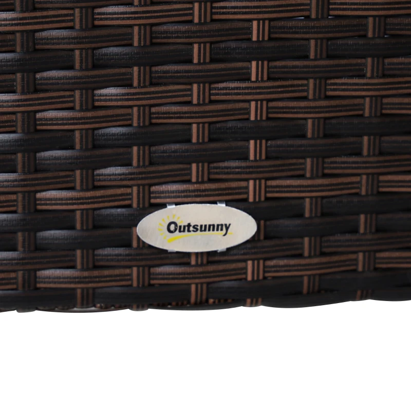 Outsunny Conjunto de Ratán Sintético para Jardín Juego de Mesa y 6 Sillas para Exterior 150x90x74cm y 50x55x88cm Marrón