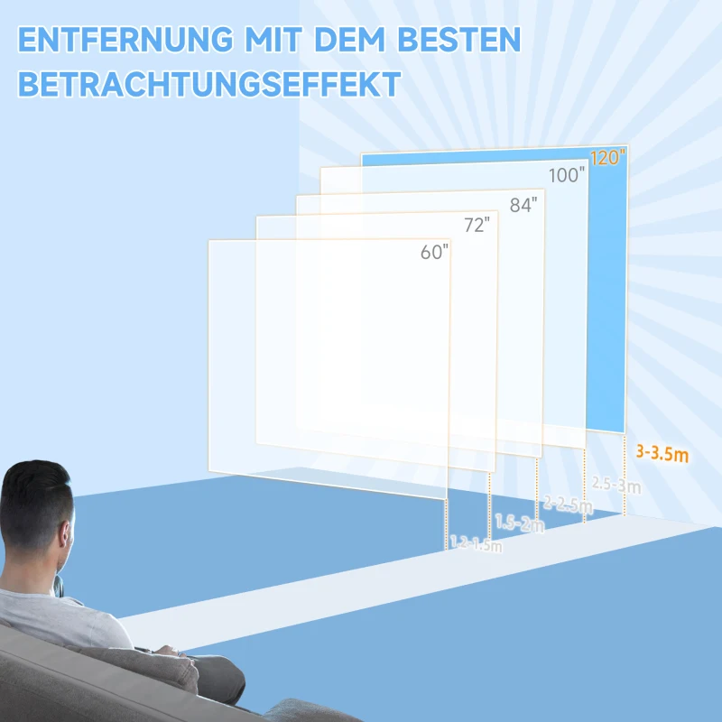 HOMCOM Beamer-Leinwand, 16:9 Format, Fernbedienung, 266 x 149 cm (120 Zoll), Weiß(m-6)