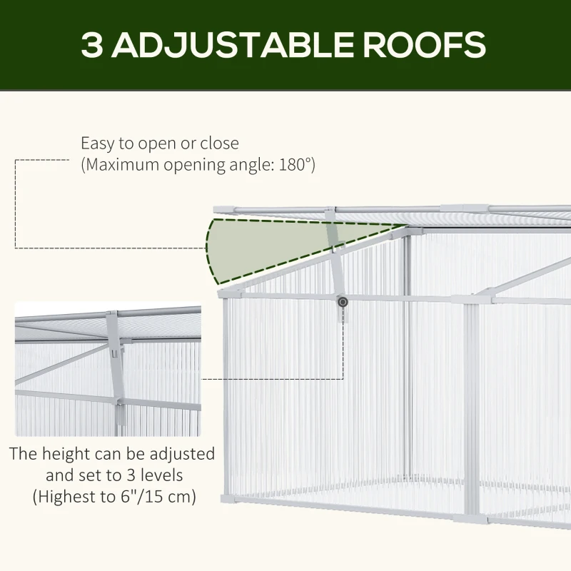 Outsunny Outdoor Greenhouse Polycarbonate Grow House Flower Vegetable Plants Raised Bed Garden Aluminium Cold Frame 180 x 51 x 51 cm
