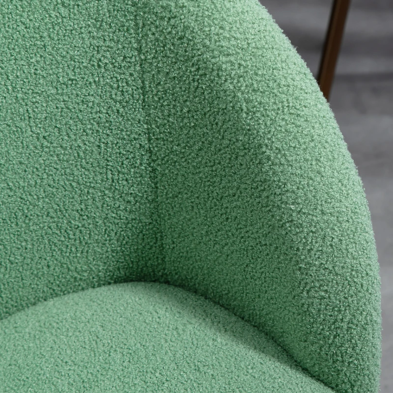 HOMCOM Lot de 2 chaises de salle à manger avec dossier en tissu effet laine boucleé pieds en acier 55 x 62 x 80 cm vert noir