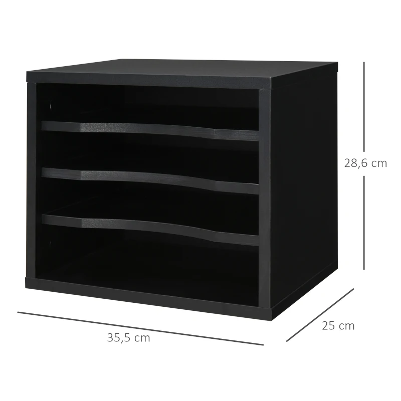 Vinsetto Organiseur bureau bois noir avec 4 couches fournitures support d'imprimante dim. 35,5L x 25l x 28,6H cm