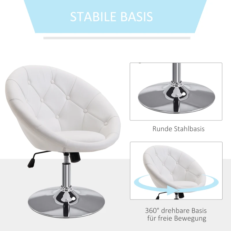 HOMCOM Sessel Wohnzimmer Loungesessel Relaxsessel mit Stahlbasis Lesesessel aus Kunstleder, Polstersessel für Schlafzimmer Weiß