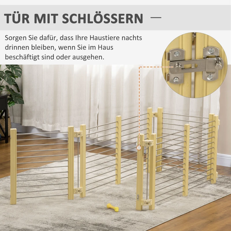 PawHut Welpenlaufstall größenverstellbar Natur