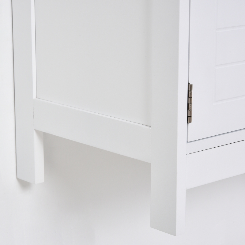 kleankin Armario para Debajo de Lavabo Gabinete de Baño con Estante 2 Puerta de Almacenamiento Dispositivo Antivuelco Resistente a la Humedad 60x30x60 cm Blanco