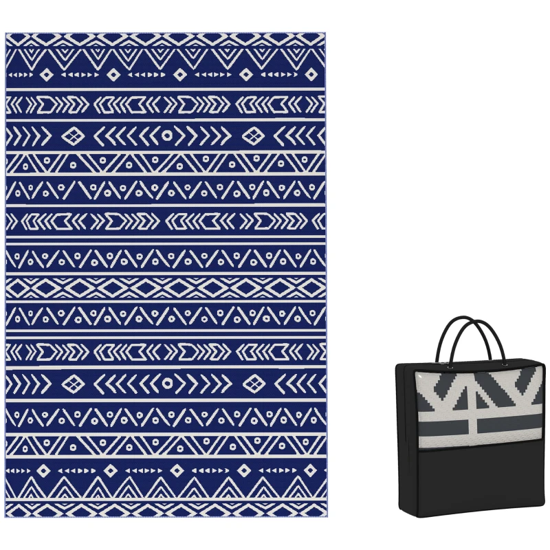 Outsunny Outdoor Tapijt Stevig Weerbestendig, Carpet met Boho-Stijl, Buitentapijt voor Woonkamer Balkon