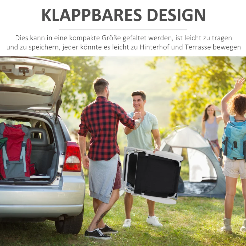 Outsunny Liegestuhl Sonnenliege Klappbare Strandliege 4-stufige Gartenliege Netzstoff Schwarz 186 x 66 x 80 cm