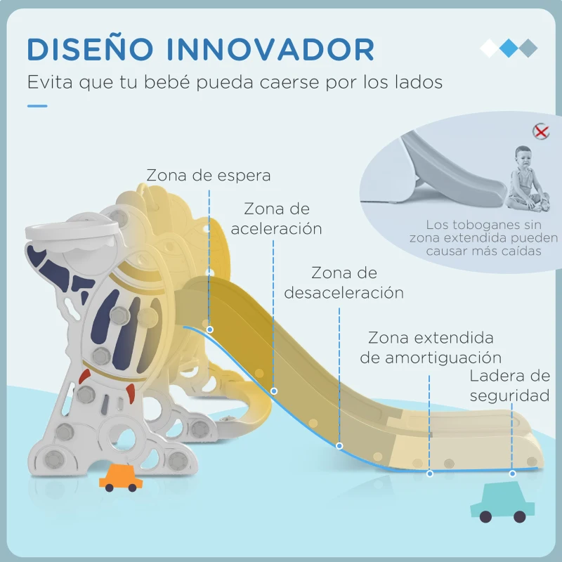 AIYAPLAY Juego de Tobogán y Columpio para Niños 3 en 1 Columpio para Niños de 18-48 Meses Carga 30 kg 150x185x92 cm Blanco y Azul