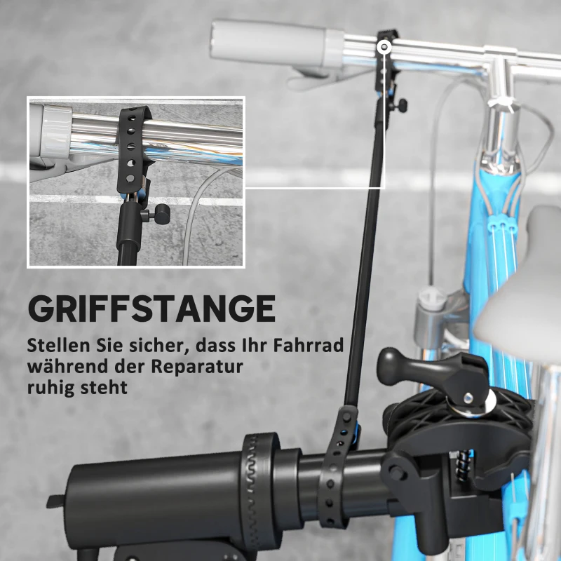 HOMCOM Fahrrad-Reparatur-Ständer, Halter für Fahrräder zum Warten und Reparieren, 40 kg belastbar, höhenverstellbar, Schwarz