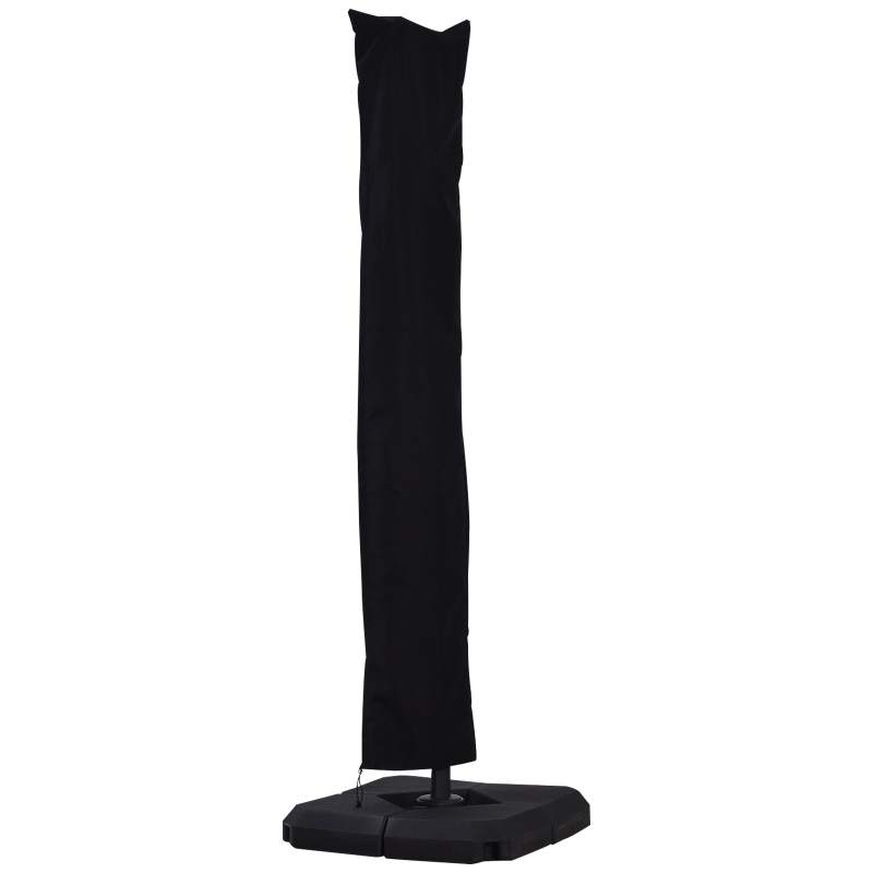 Outsunny Sonnenschirm UV30+ Ampelschirm Roma Schirm mit Ständer und 4 Gewichten inkl. Schutzhaube Alu Grau 270 x 270 x 260 cm