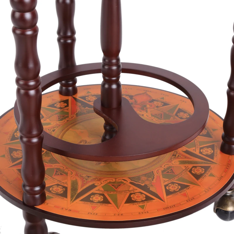 HOMCOM Bar globe terrestre Vintage déco. cartographie Vieux Monde mappemonde sur roulettes Ø 45 x 87H cm range-bouteilles et verres globe ABS châssis bois