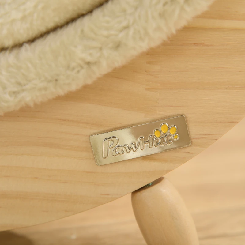 PawHut Cama Elevada para Gatos Cueva para Mascotas Tipo Barril con Superficie para Rascar y Cojín 41x38x43 cm Natural